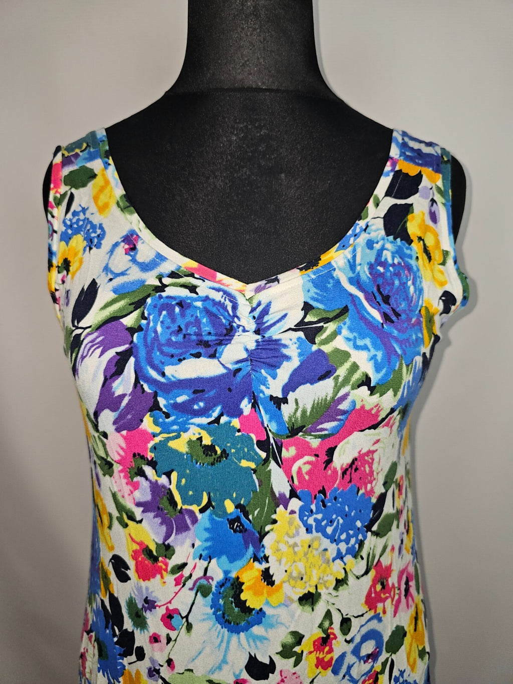 EK6527 Damen Kleid, mehrfarbiges Blumenmuster, Gr.XL1
