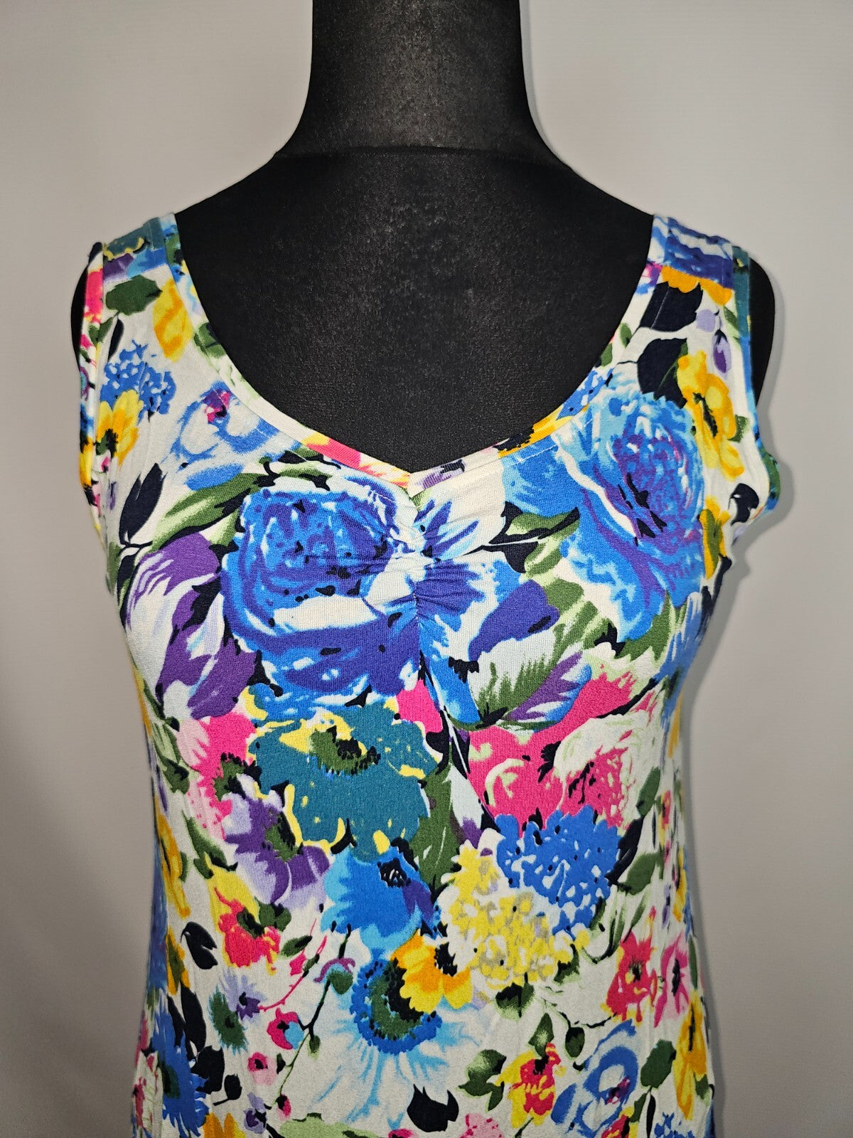 EK6527 Damen Kleid, mehrfarbiges Blumenmuster, Gr.XL1