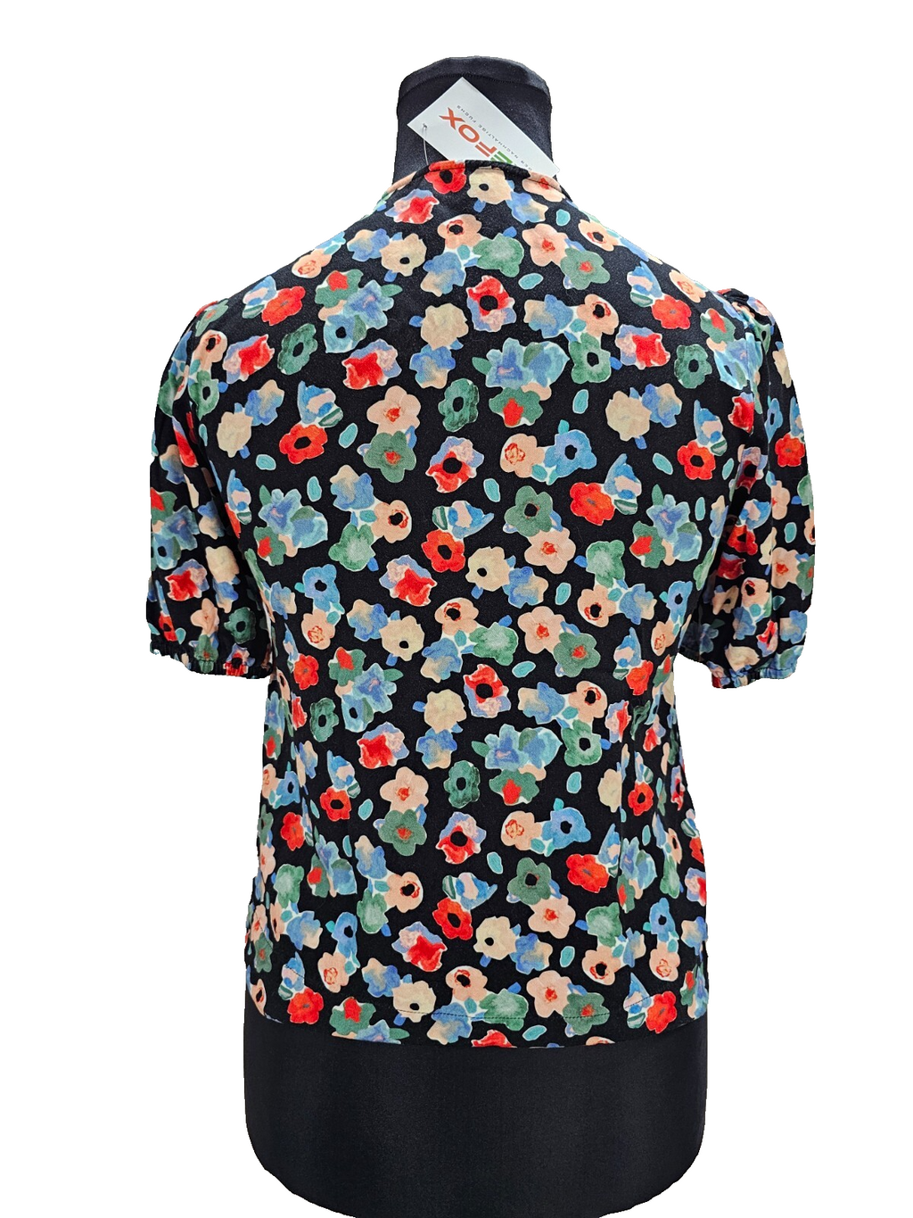 EK6317 Damen T-Shirt von Armedangels, schwarz mit Blumen, Gr. 403