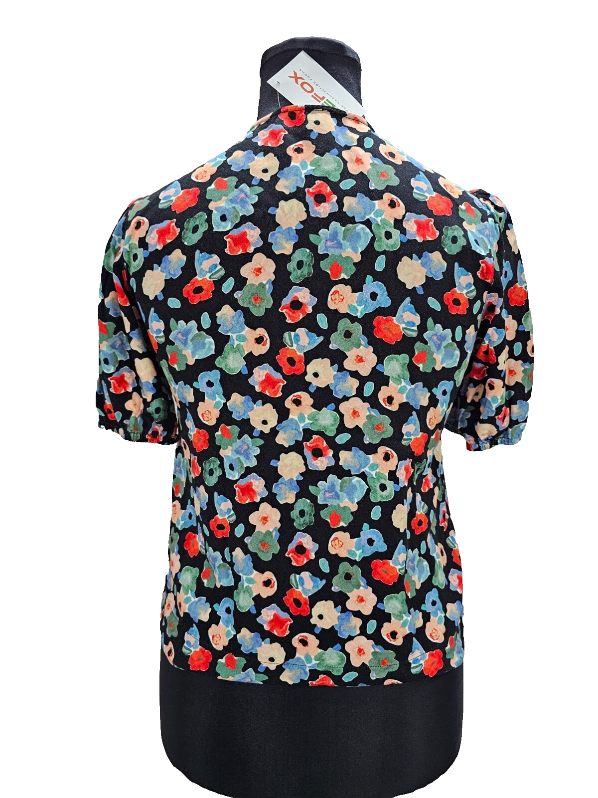 EK6317 Damen T-Shirt von Armedangels, schwarz mit Blumen, Gr. 403