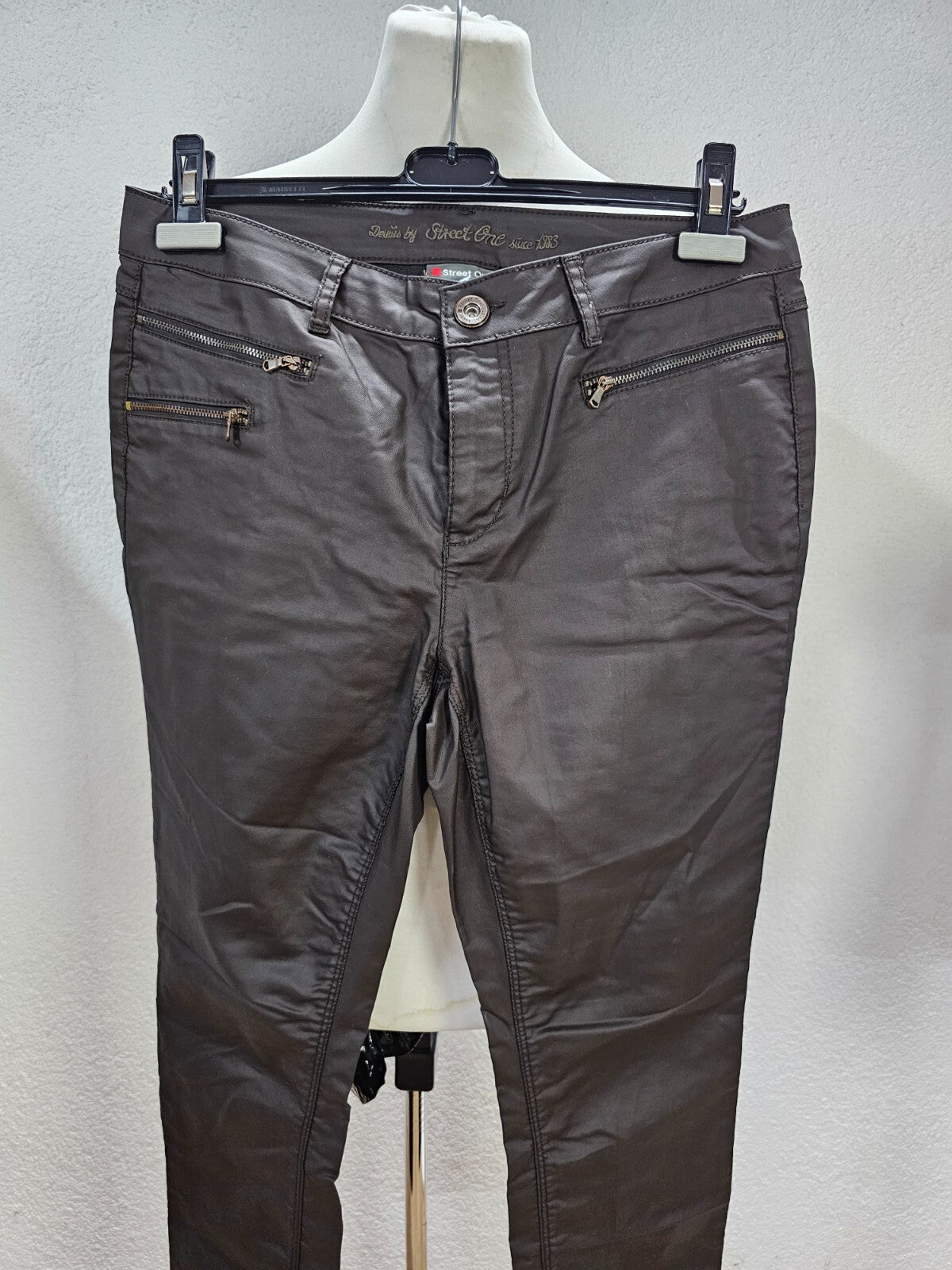 EK6163 Damen Kunstlederhose von Street One, braun, Gr. W321
