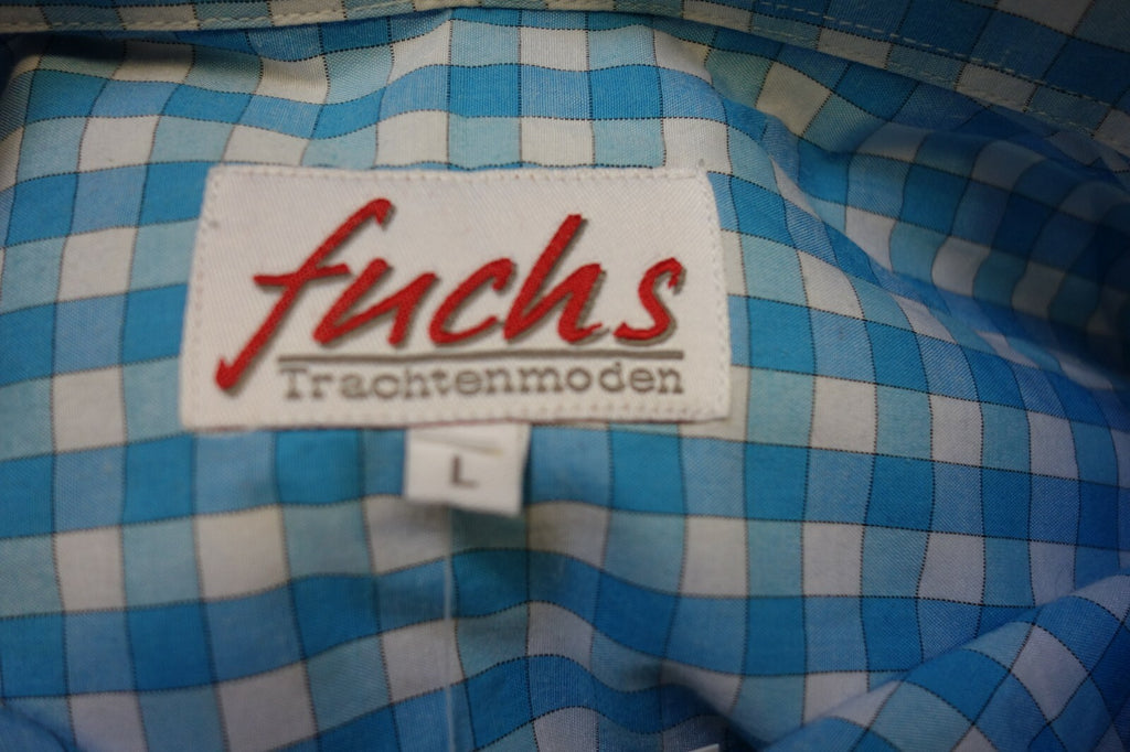 EK0886 Herren Hemd von Fuchs, blau-weiß, kariert, L5