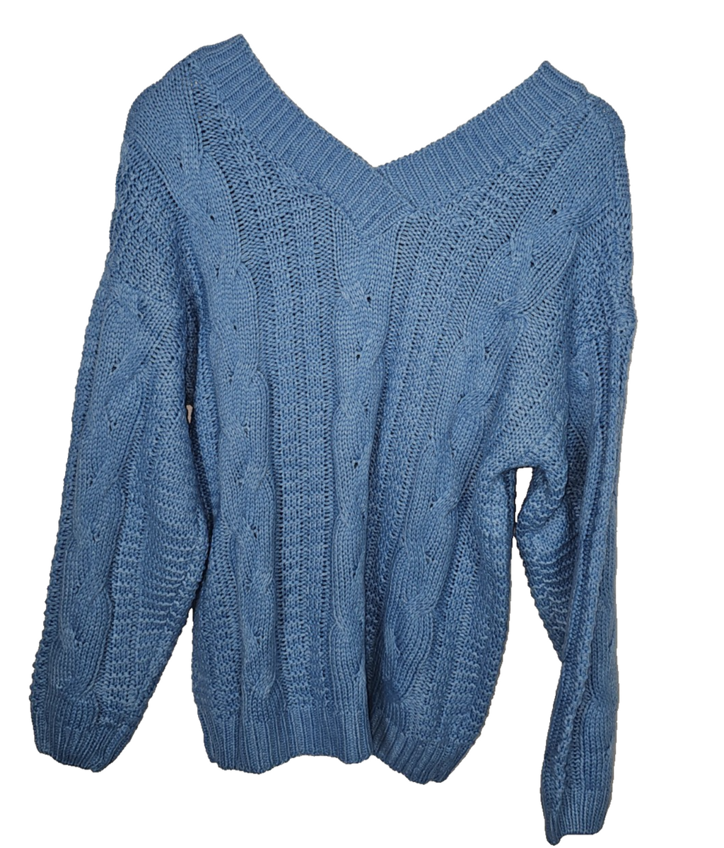 EK7527 Damen Strickpullover von Nilinoph, Blau, Gr.S4