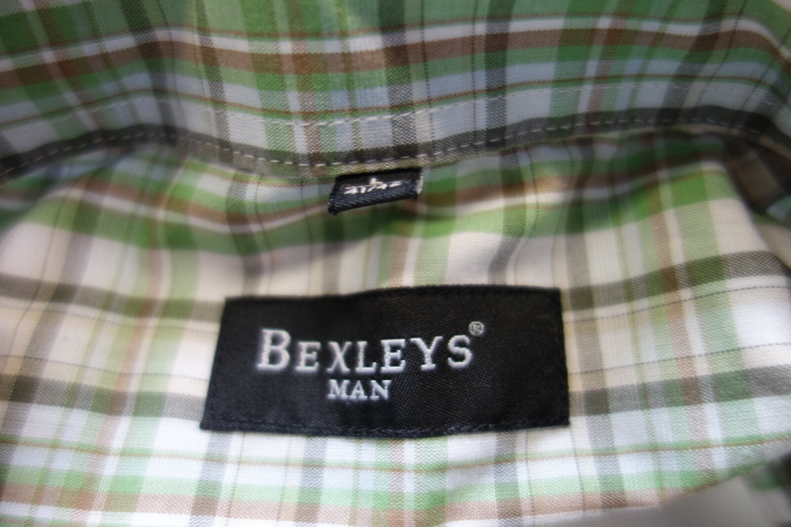 Herren Hemd GR 41/42 Bexleys grün kariert kurz arm super Zustand GR  E 03353