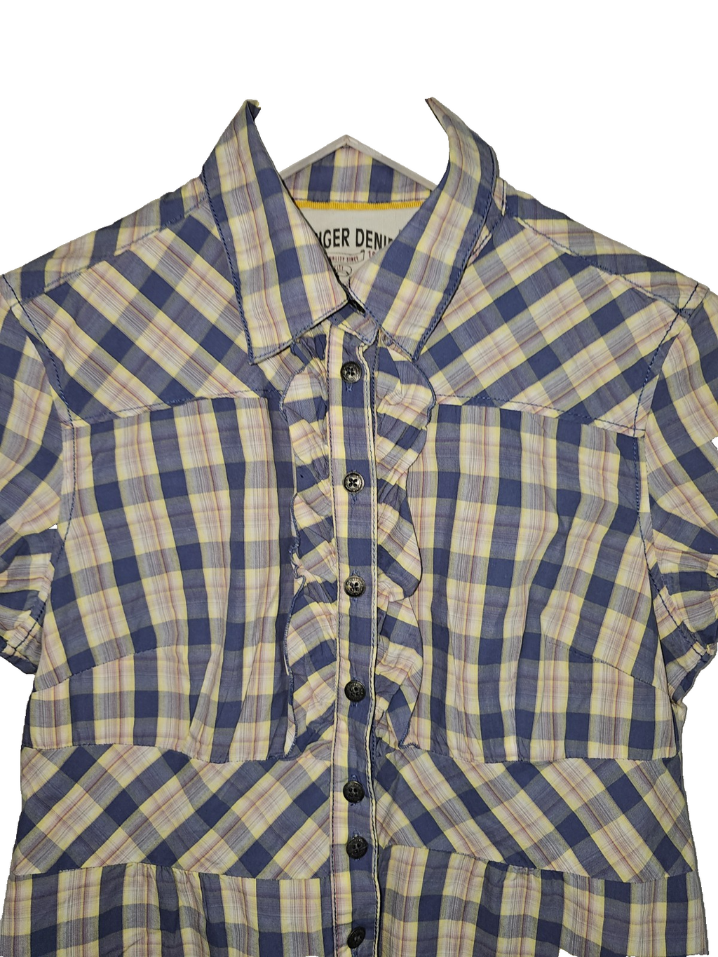 EK7918 Damen Bluse von Tommy Hilfiger Denim, Blau/Gelb, Gr. S1