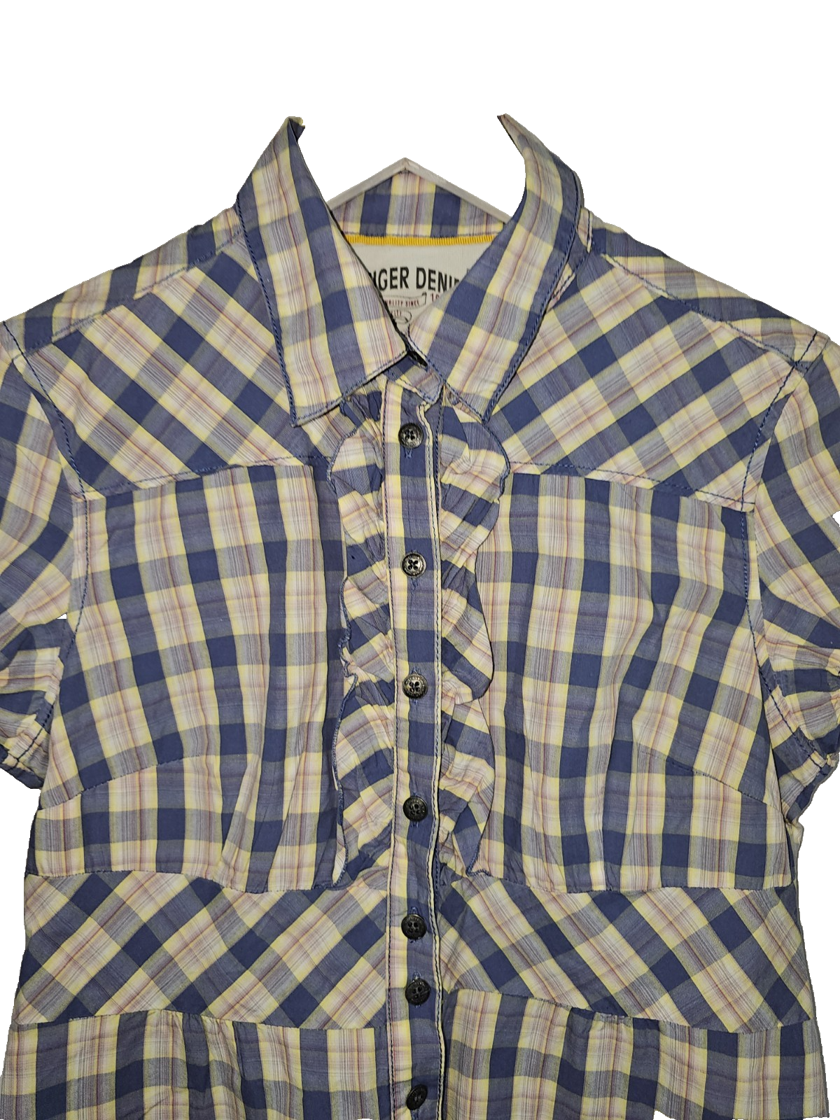 EK7918 Damen Bluse von Tommy Hilfiger Denim, Blau/Gelb, Gr. S1