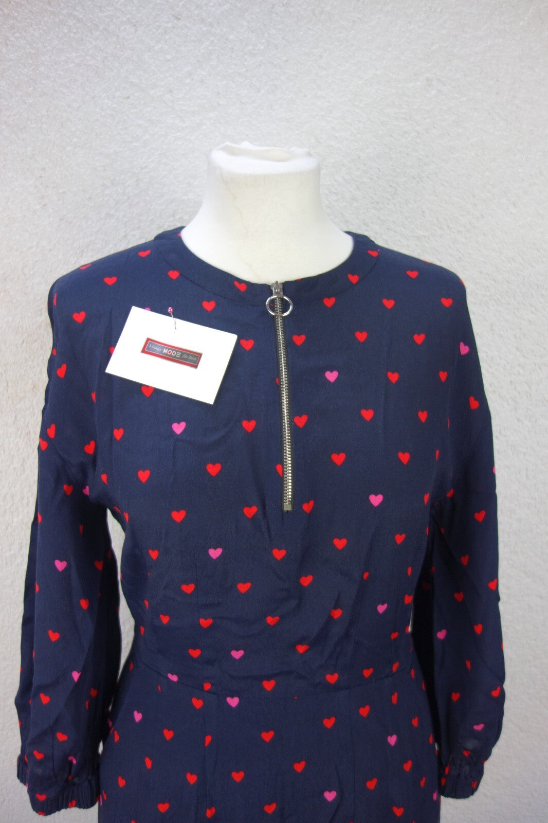EK1341 damen Kleid von Oui, dunkelblau mir roten Herzen, Gr. 361
