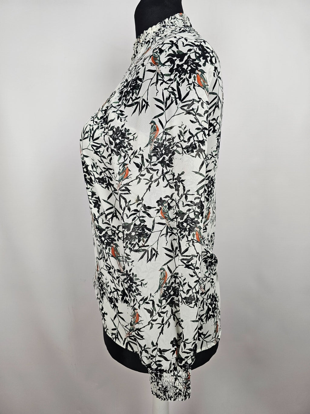 EK5430 Damen Bluse von Yessica C&A, weiß mit grün-rotem Muster, Gr.382