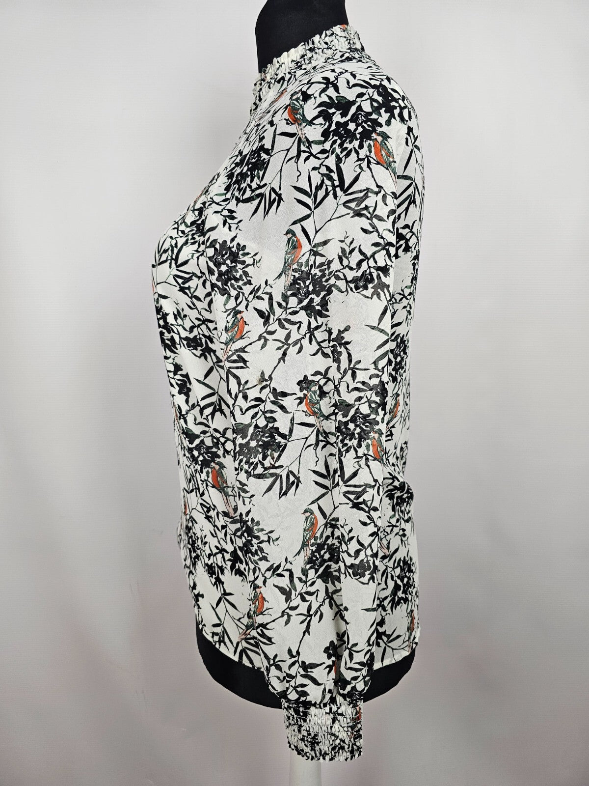 EK5430 Damen Bluse von Yessica C&A, weiß mit grün-rotem Muster, Gr.382