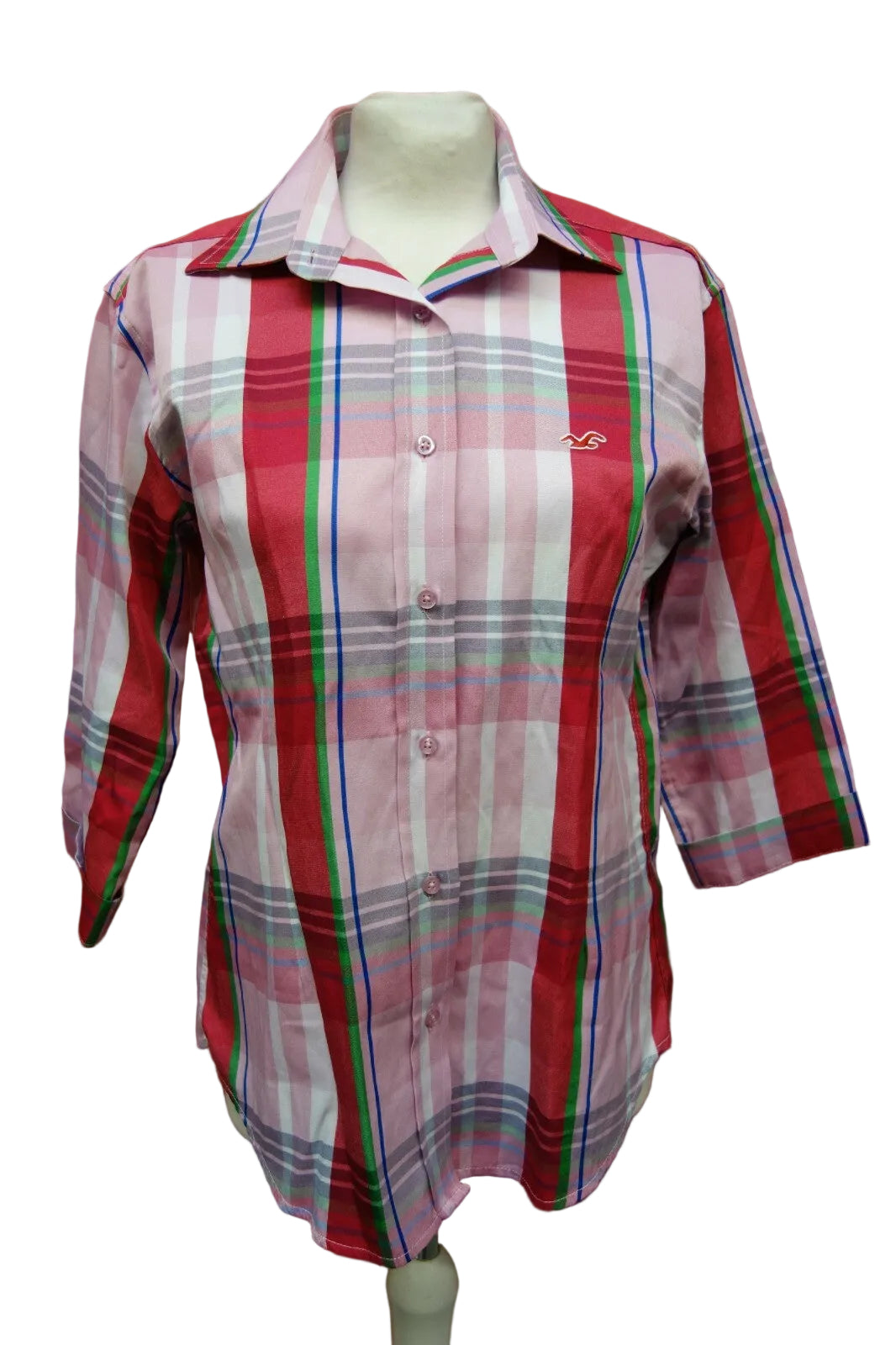 EK0033 Damen Blus von Hollister, rosa kariert, 380