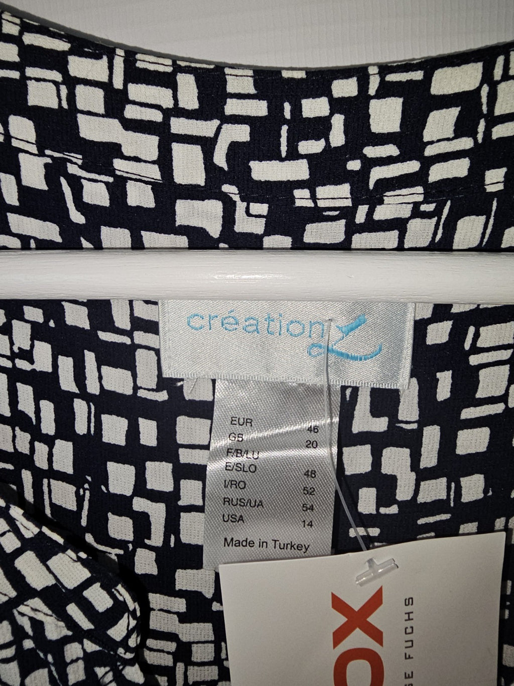 EK8850 Damen Bluse von Creation, Schwarz/Weiß, Gr. 481