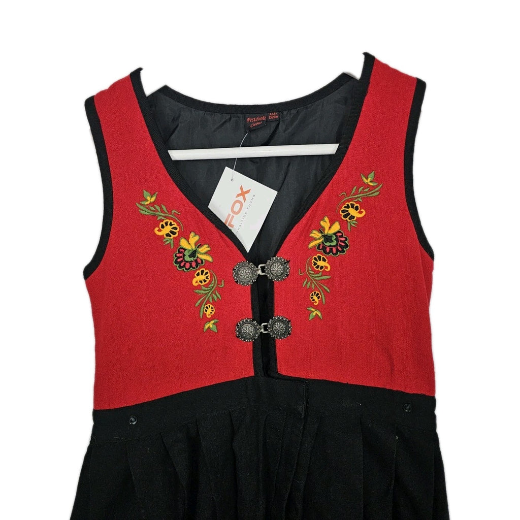 EK9626 Mädchen Dirndl von Festdrankt Cubus, rot-schwarz, Gr.1521