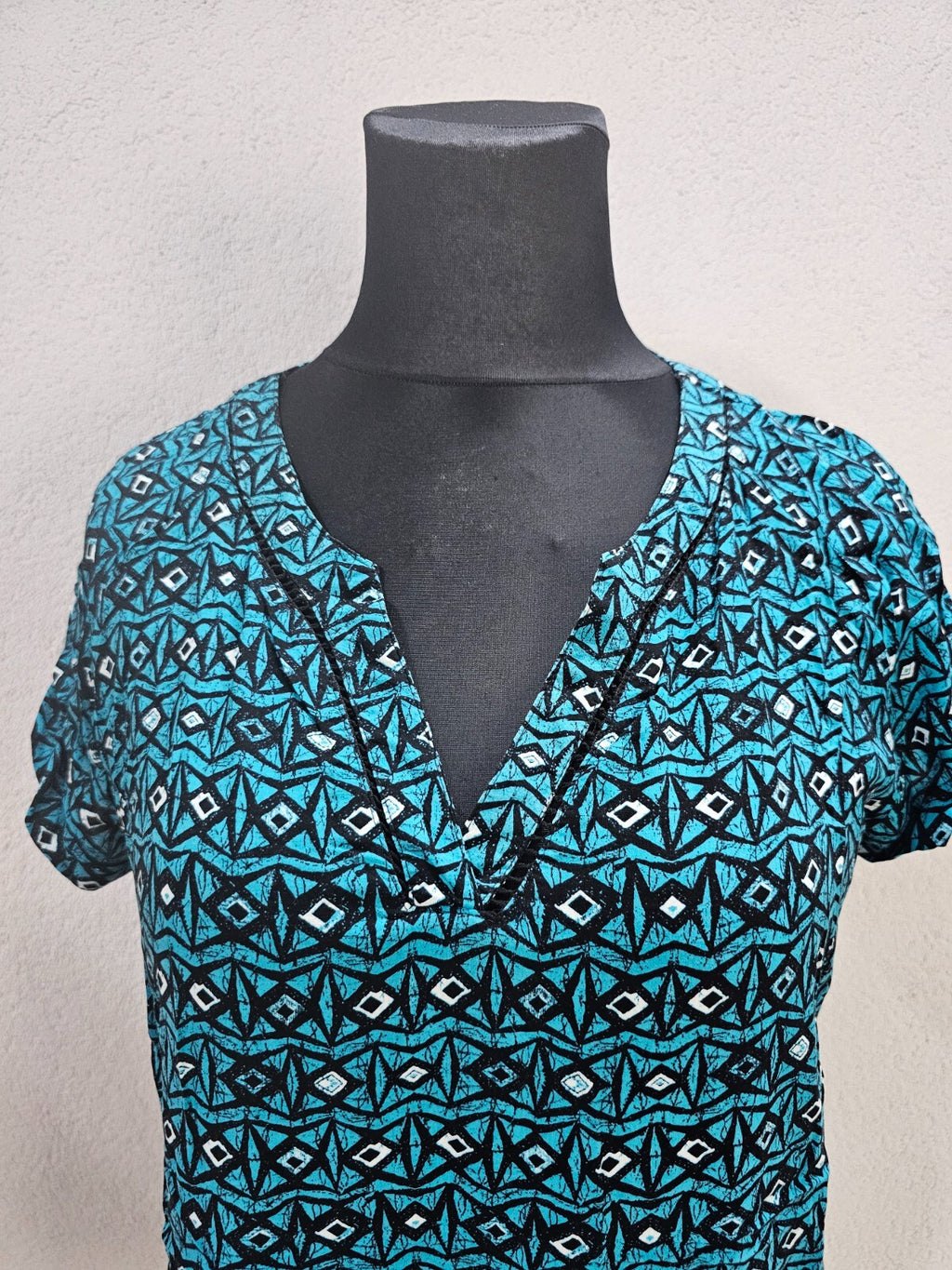 EK5999 Damen Bluse von Yessica, blau/schwarz/weiß, Gr. L1