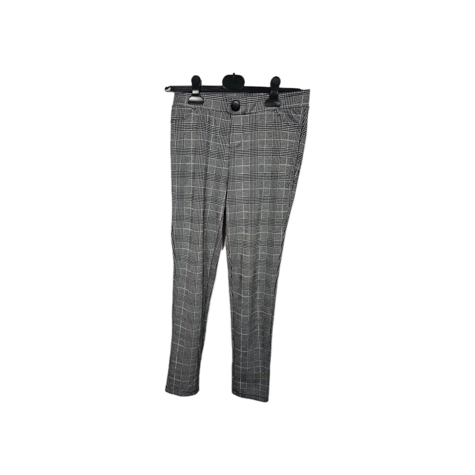 EK11131 Damen Hose Gr.S Grau Karriert Hosenbund 36cm0