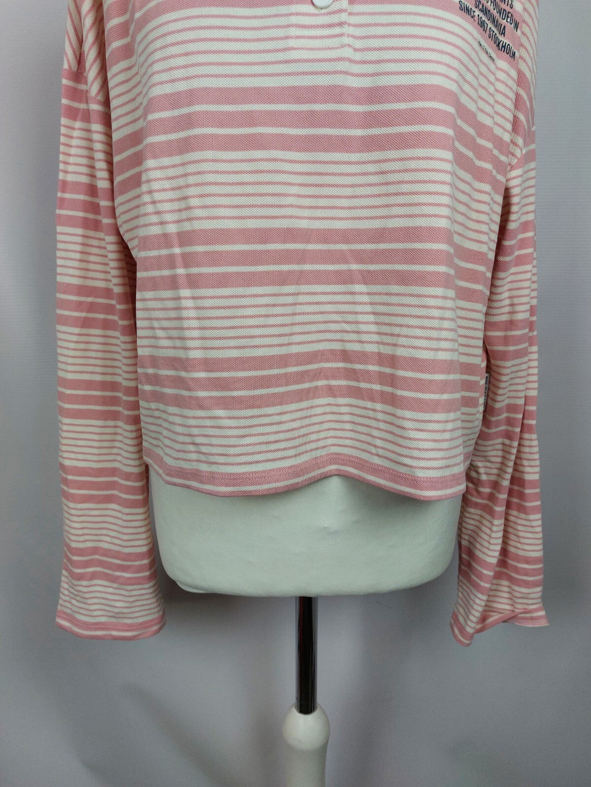 EK5033 Damen Polo, oversize, rosa/weiß gestreift von Marc O`Polo, Gr. M2