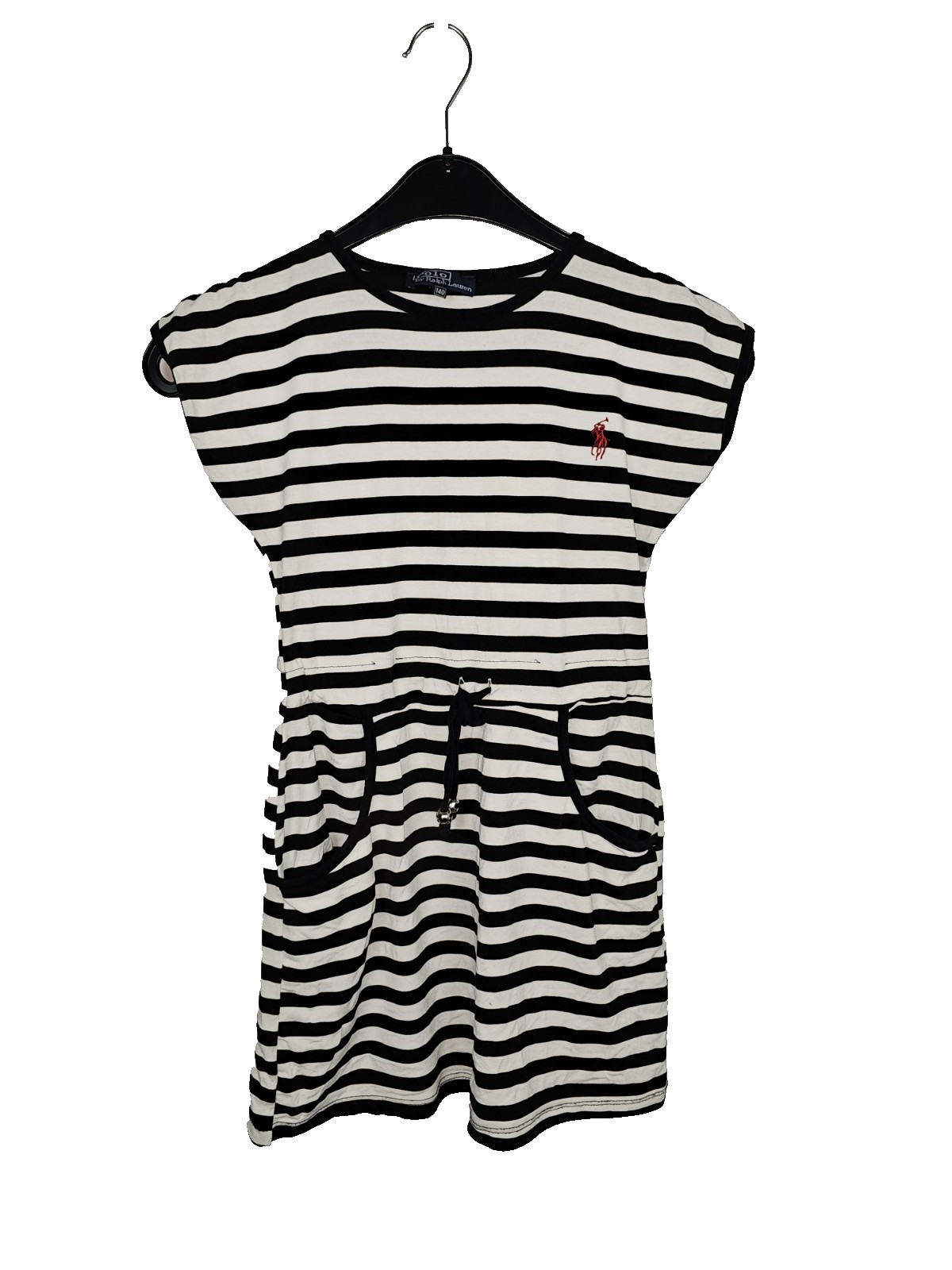 EK7982 Mädchen Kleid von Polo Ralph Lauren, schwarz weiß Gestreift, Gr.1400