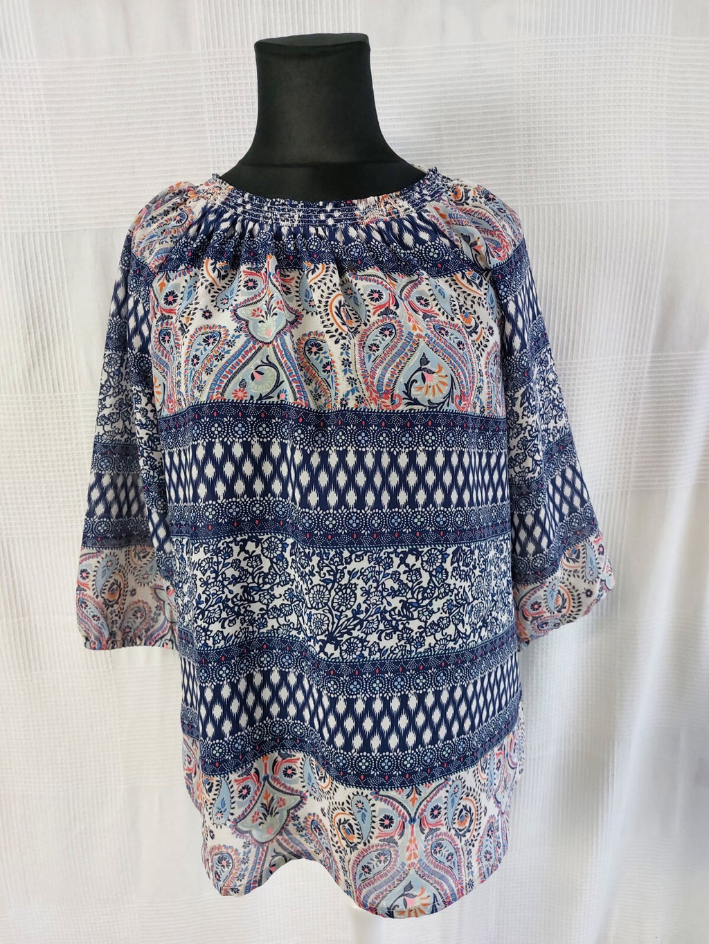 EK0361 Damen Oberteil von Bexleys, blau, gemsuert, Gr. 460