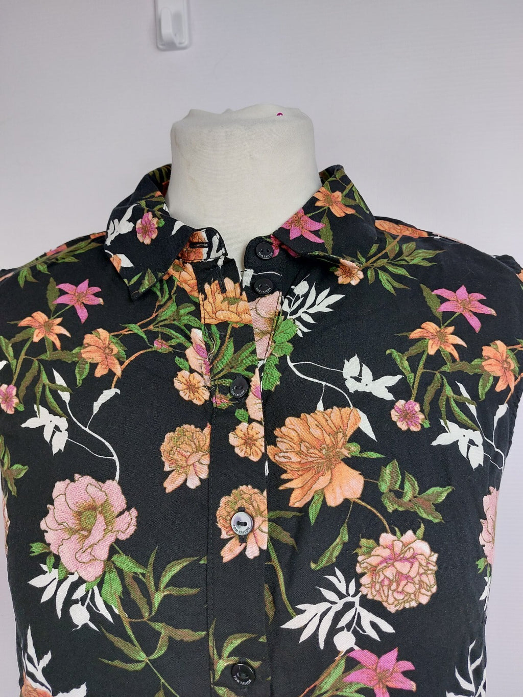 EK4367 Damen Bluse von Tom Tailor, schwarz mit Blumen, Gr. 361