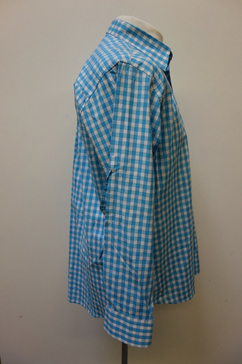 EK0886 Herren Hemd von Fuchs, blau-weiß, kariert, L2