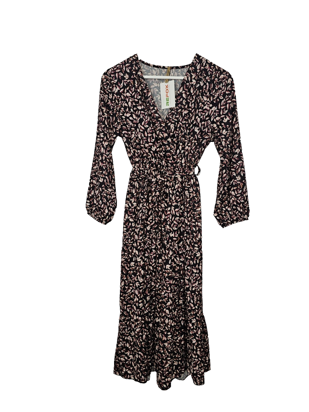 EK8770 Damen Kleid von New Colleciton,schwarz mit rosa Blättern,Gr.S0