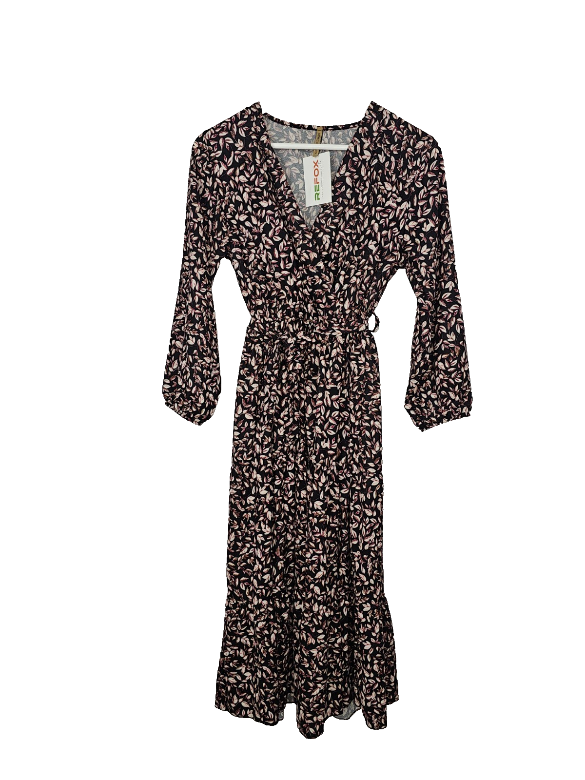 EK8770 Damen Kleid von New Colleciton,schwarz mit rosa Blättern,Gr.S0