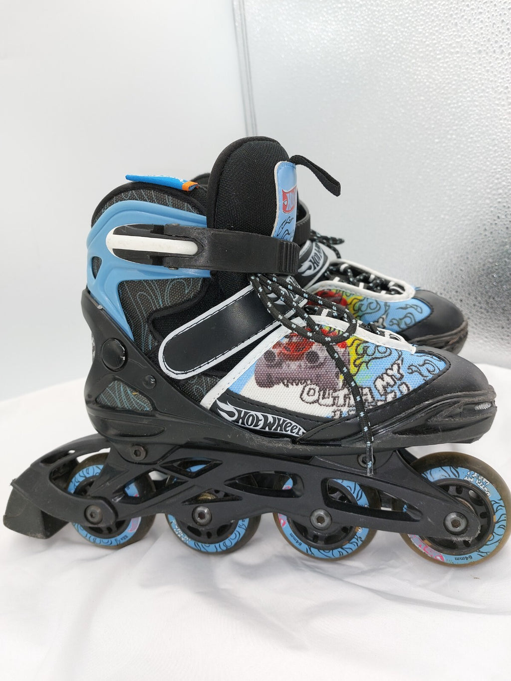 ES0151 Kinder Inlineskater von Hot Wheels, schwarz-blau, Gr.28 bis 321