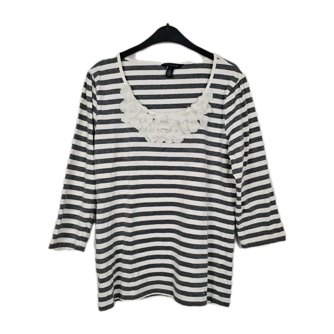 EK10613 Damen Pullover von Tommy Hilfiger, Weiß-Grau, Gr. L0