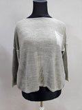 EK5866 Damen Glitzer Pullover, graugrün, Gr. 2XL0