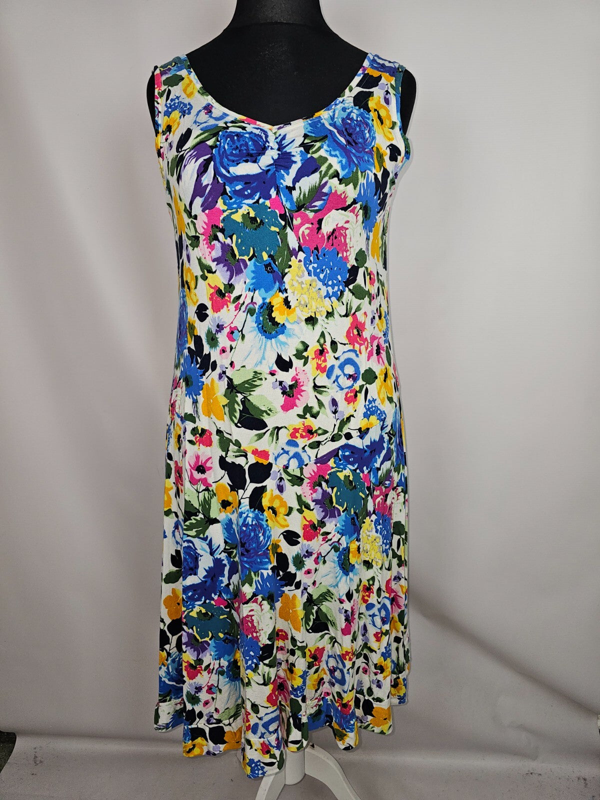 EK6527 Damen Kleid, mehrfarbiges Blumenmuster, Gr.XL0