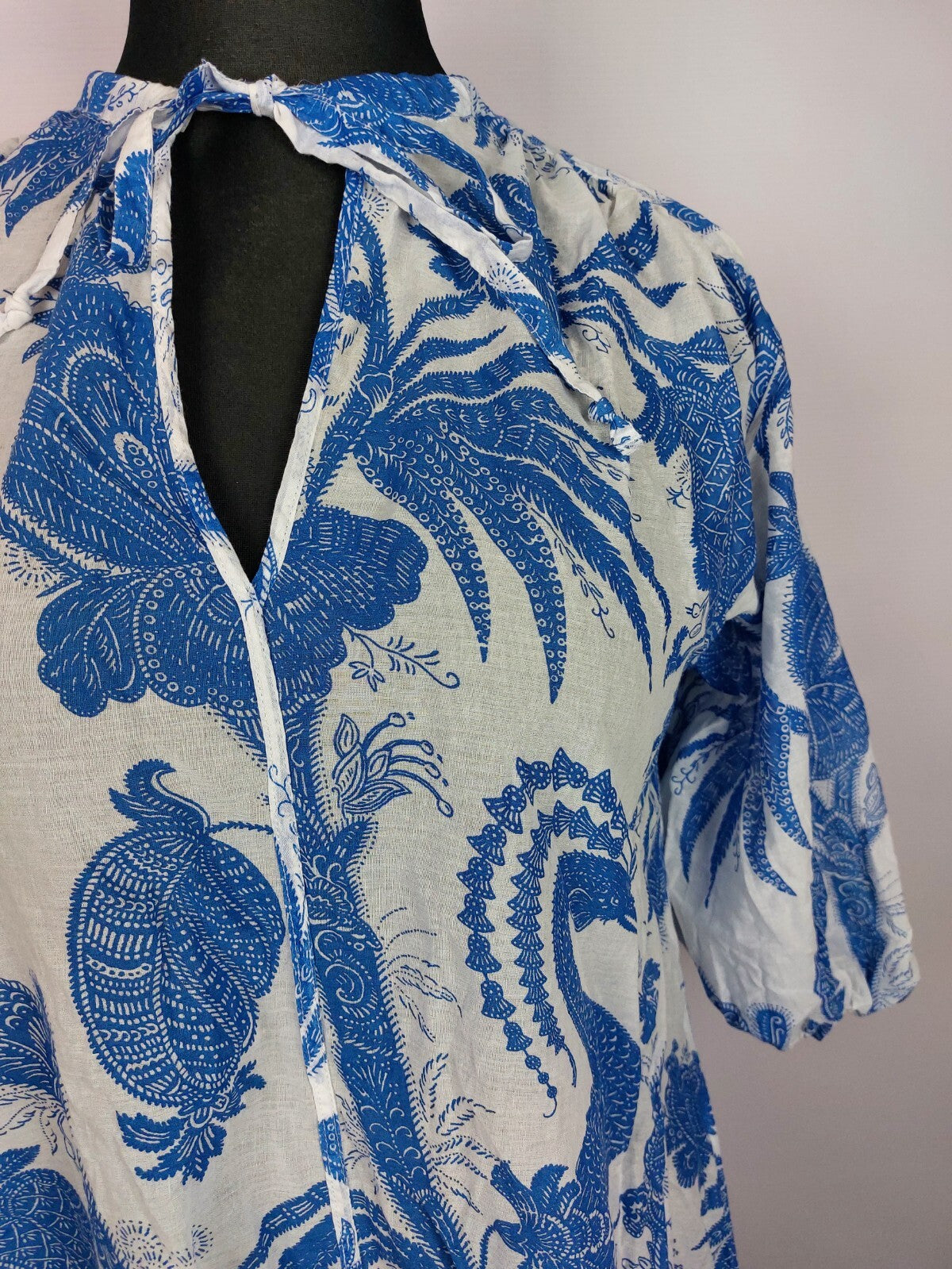 EK1229 Damen Kleid von H&M, blau-weiß, Gr.S1