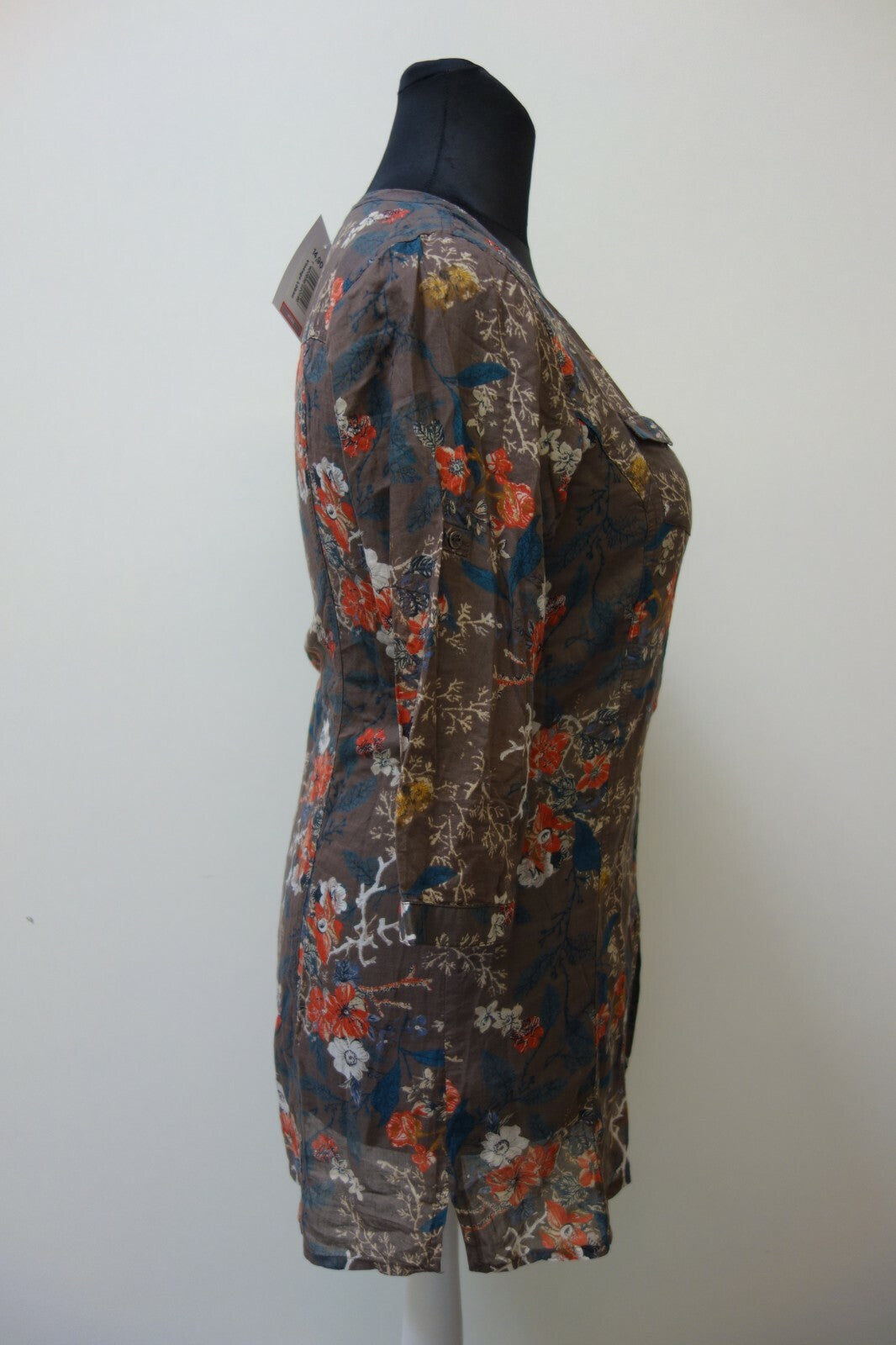 EK0569 Damen Bluse von Cecil, braun mit Blumen, S2
