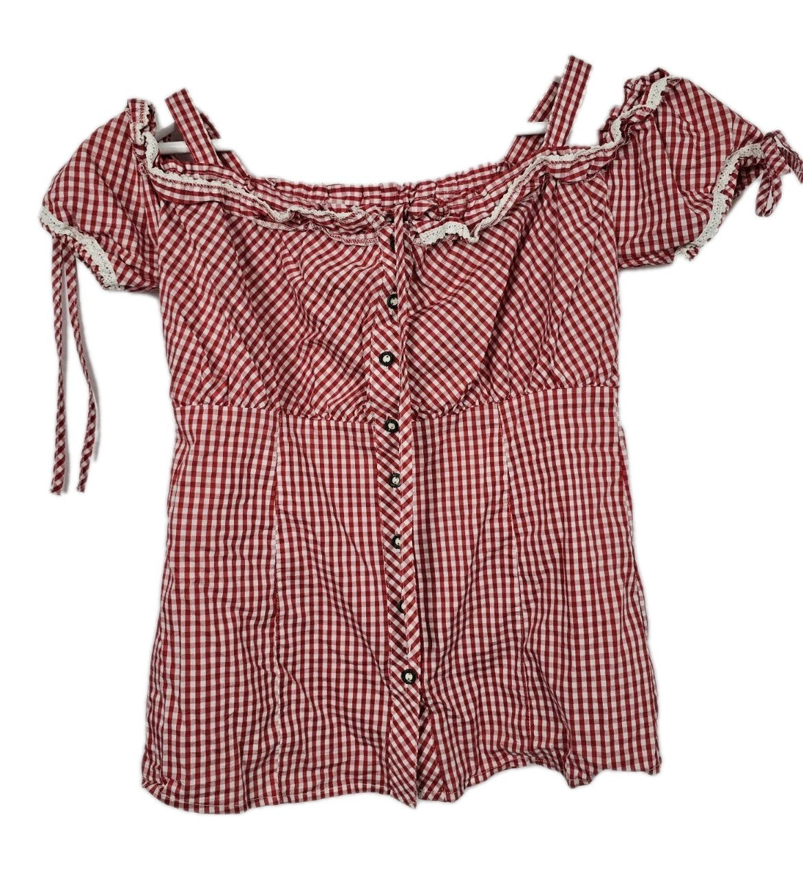 EK10558 Damen Trachtenbluse von Amisu, Rot/Weiß,  Gr. M0