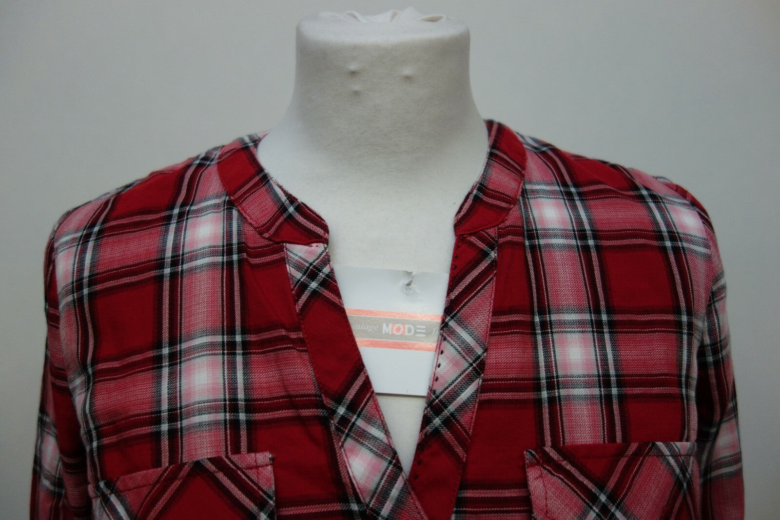 EK0169 Damen Bluse von edc, rot, kariert, S1
