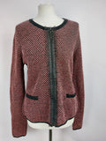 EK4481 Damen Strickjacke von Taifun, rot-schwarz-weiß, Gr.M0