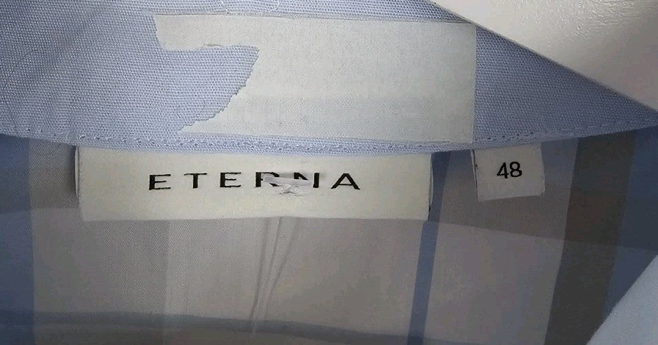 EK10825 Herren Hemd Eterna Gr.48 Blau Karriert1