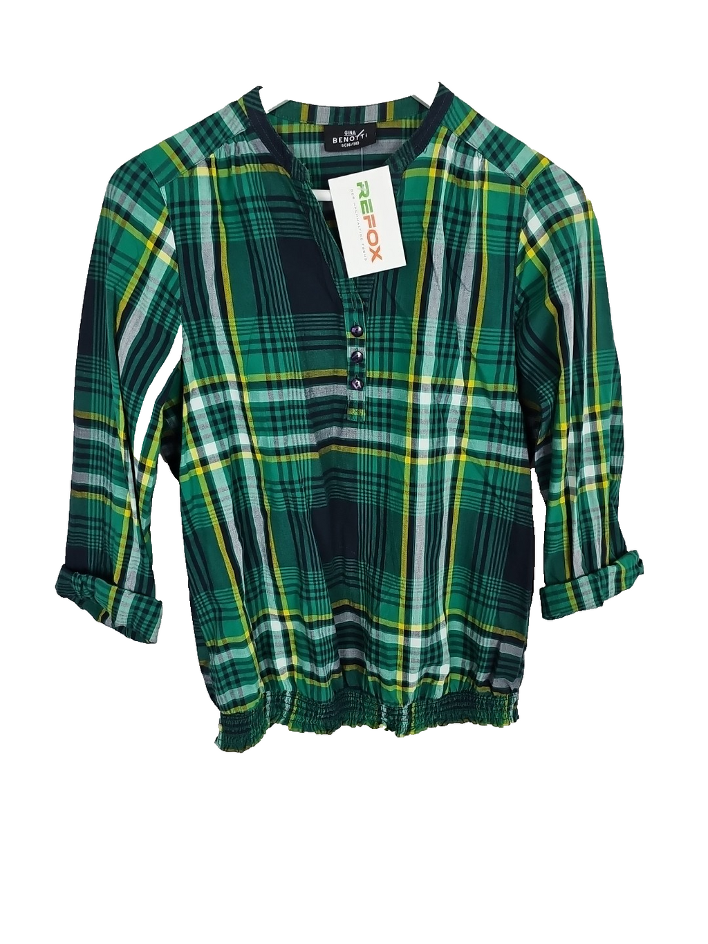 EK8267 Frauen Bluse Gina Benotti Gr36/38 Grün Karriert 0