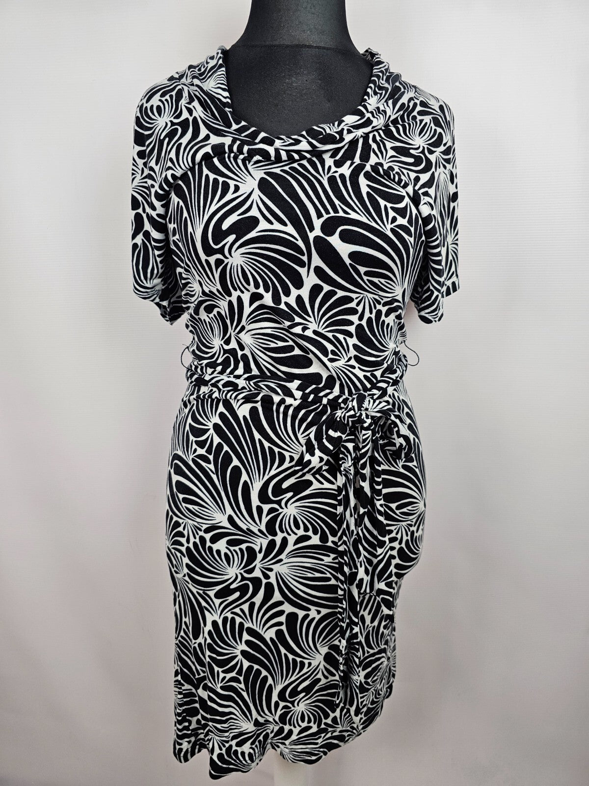 EK0385 Damen Kleid von Esprit, schwarz/weiß, Gr. L0