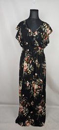 EK6454 Damen Kleid, schwarz mit Blumen, Gr.5XL0
