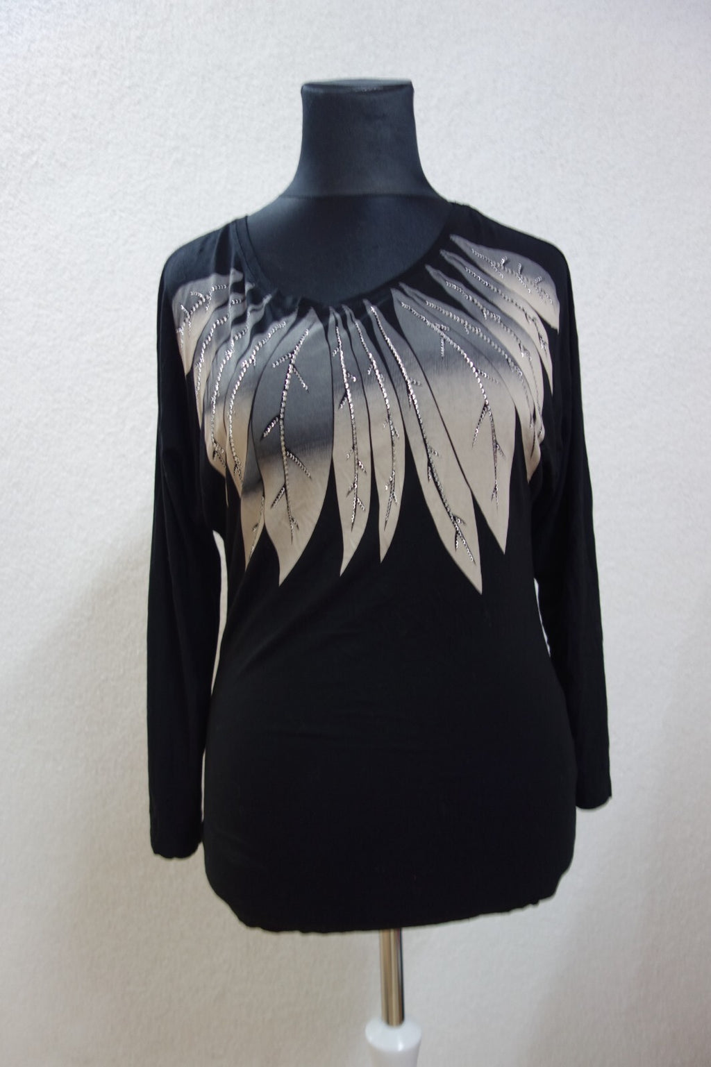 EK0590 langärmliches Damen Shirt von LeaH., schwarz, Gr: L0
