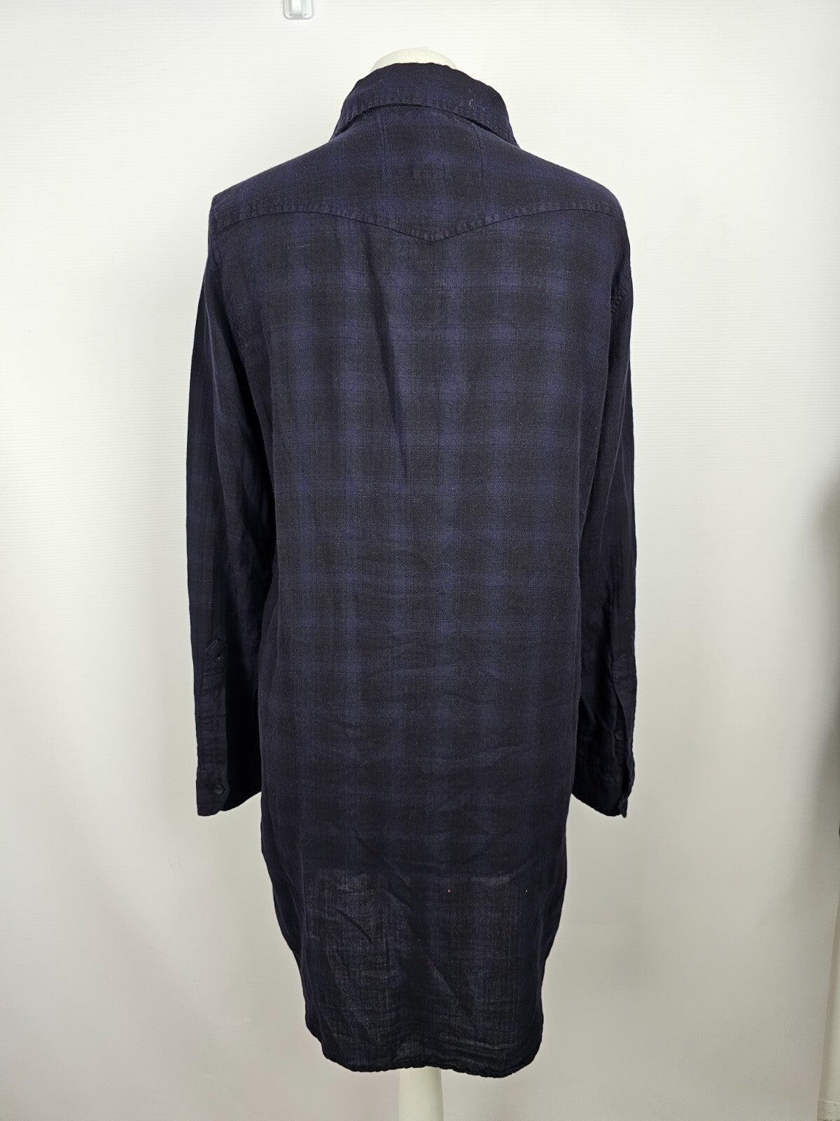 EK5374 Damen Blusenkleid von The Shirt, dunkellila/schwarz kariert, Gr. M5