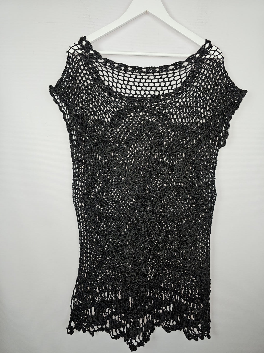 EK9412 Damen T-Shirt, schwarz. Lochmuster, Gr.L(Größentabelle)1