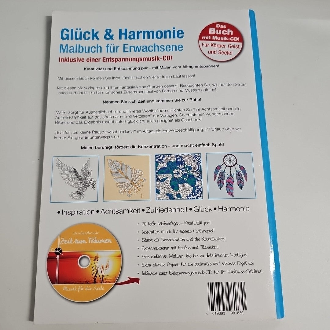 EB1331 Malbuch für Erwachsene Glück&Harmonie, 1 Seite Benutzt 1