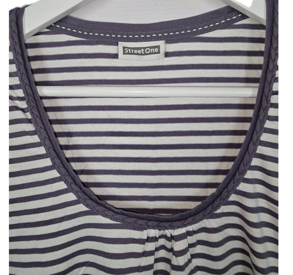 EK11087 Damen T-Shirt von Street One, Weiß-Lila, Gr. 422