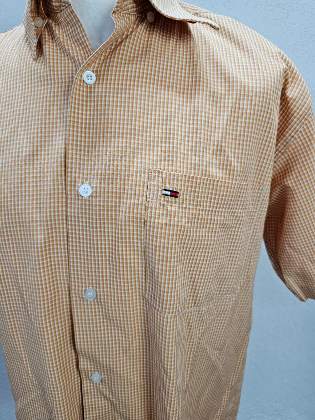 EK5850 Herren Hemd von Tommy Hilfiger, orange kariert, Gr. L3