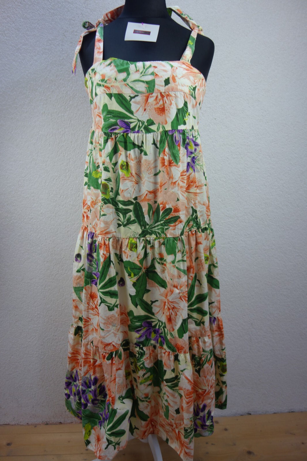 EK4156 Damen Kleid von H&M, mehrfarbig mit Blumen, Gr. L0