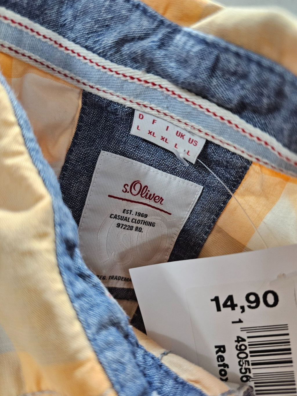 EK5799 Herren Hemd von s.Oliver, orange/beige kariert, gr. L8