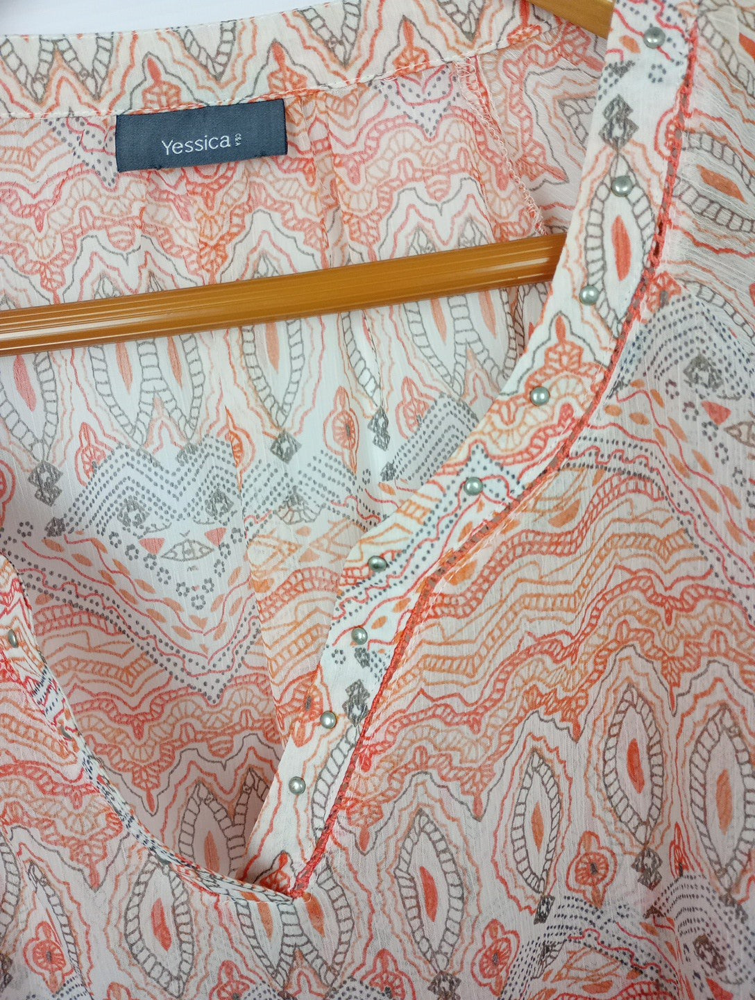 EK8507 Damenbluse Yessica C&A Gr.M Farbe Rosa Muster2