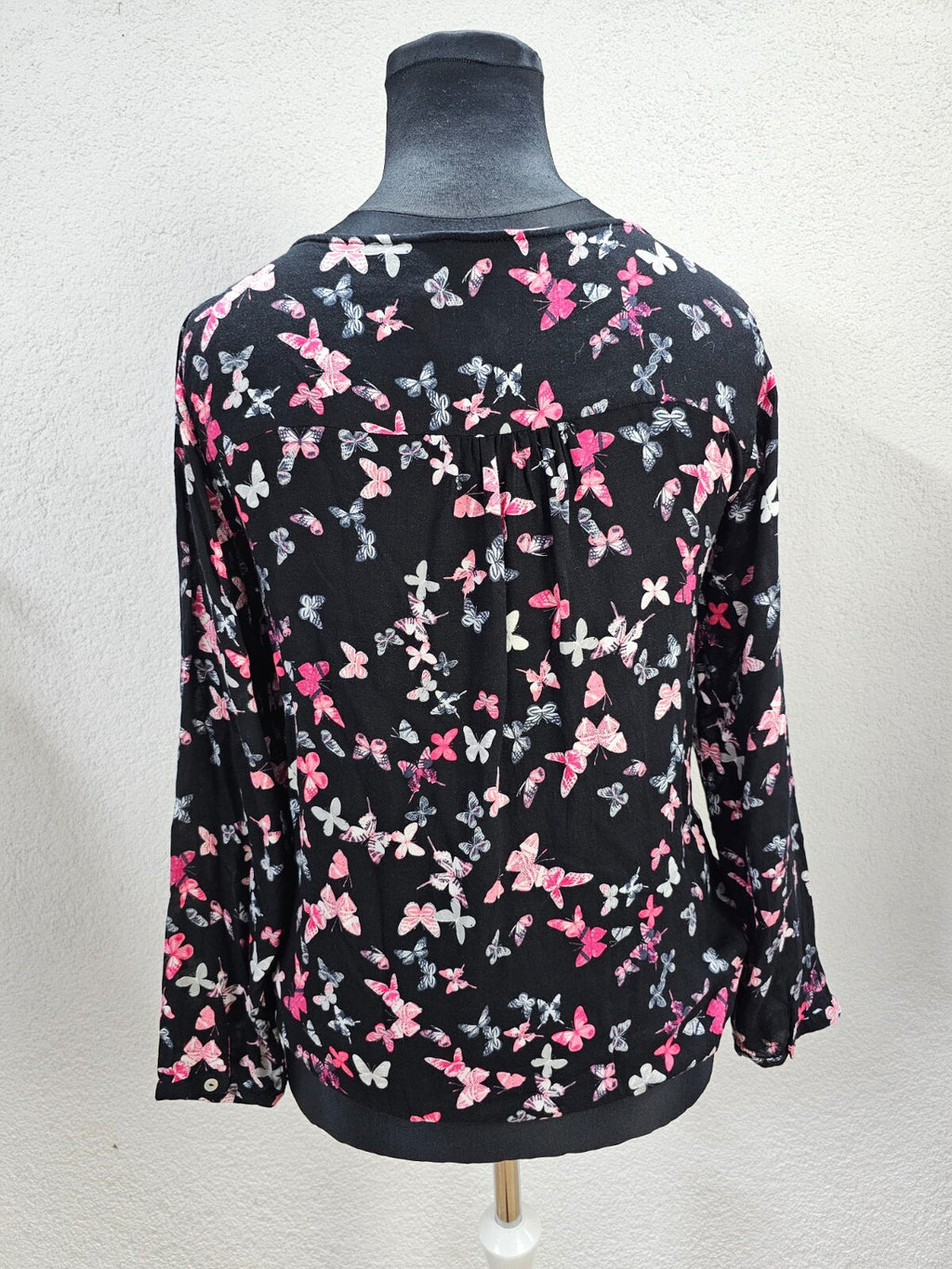EK5960 Damen Bluse von Kenny S. schwarz, Schmetterlinge, Gr. L3