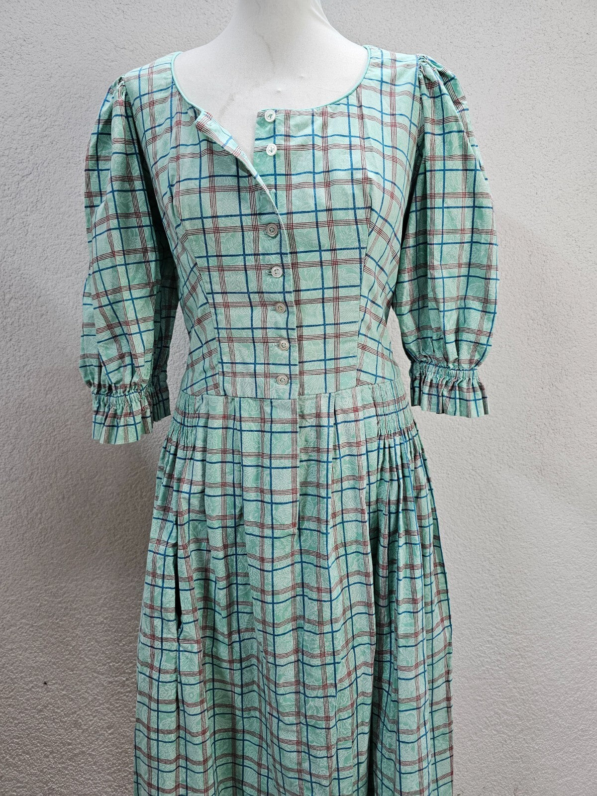 EK1569 Damen Dirndl, mintgrün, kariert, Gr. M8