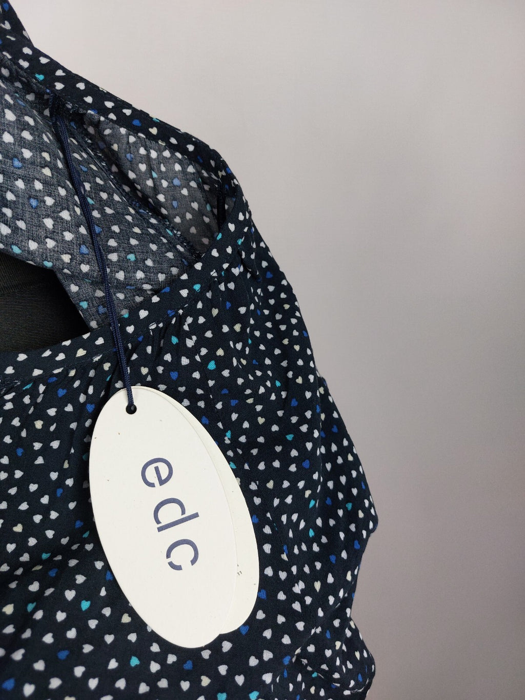 EK4985 Damen Bluse von EDC, blau mit Herzen, Gr.M7